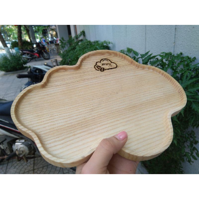 Khay gỗ sồi mẫu đám mây  decor nhẹ nhàng xinh xắn size 19x25 - LUMY Wood Decor