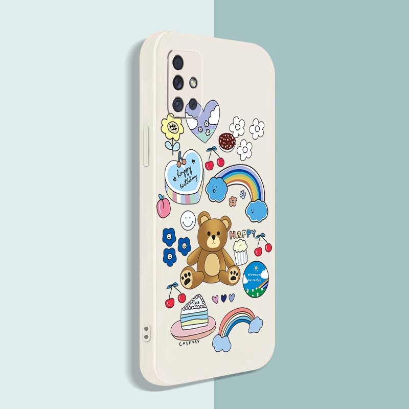 Ốp lưng samsung viền vuông A31/ A51/ A71/ A13/ A33/ A53/ A12/ A22/ A32/ A52/ A02S/ A03S/ A21S STICKER GẤU DỄ THƯƠNG