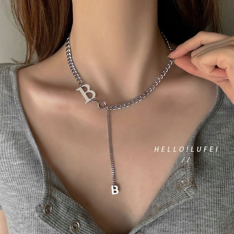 𝑭𝑹𝑬𝑬𝑺𝑯𝑰𝑷  Choker Vòng cổ nữ dạng xích mặt chữ B thời trang cá tính P38