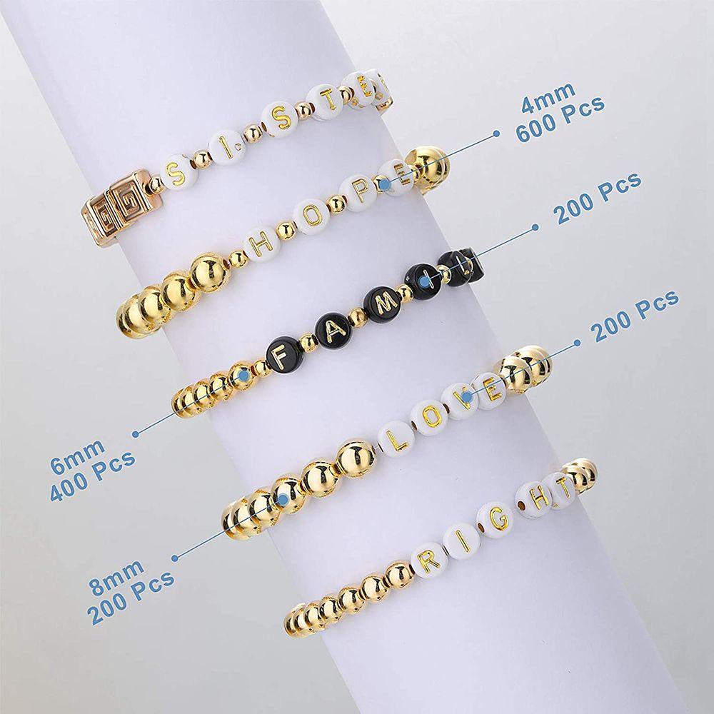 Set 1600 Hạt Xỏ Lỗ Tròn In Chữ Cái Dùng Làm Trang Sức Vòng Đeo Tay / Vòng cổ