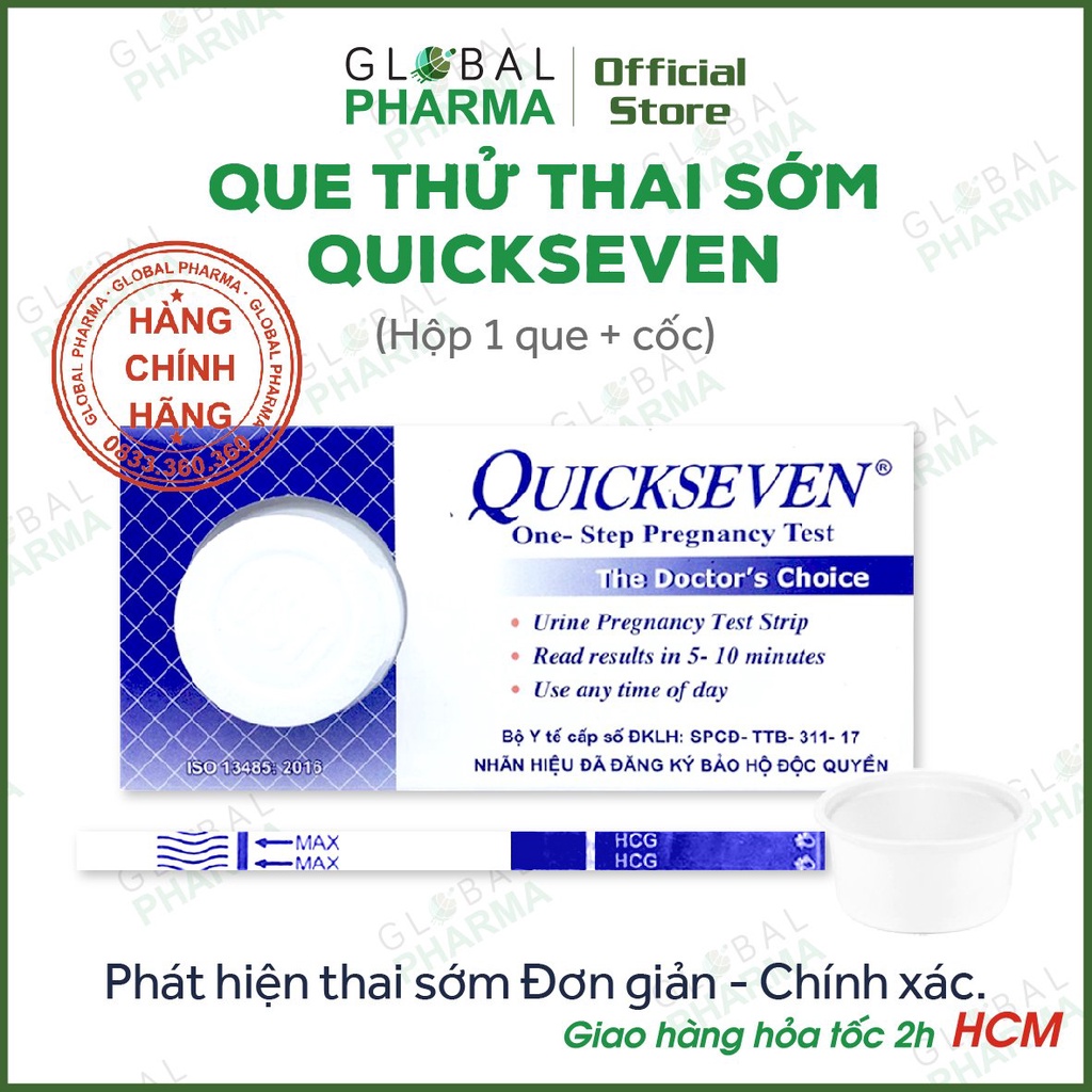 Que Thử Thai Sớm Quickseven (Que + Cốc) - Độ Nhạy Cao, Dễ Thao Tác, An Toàn