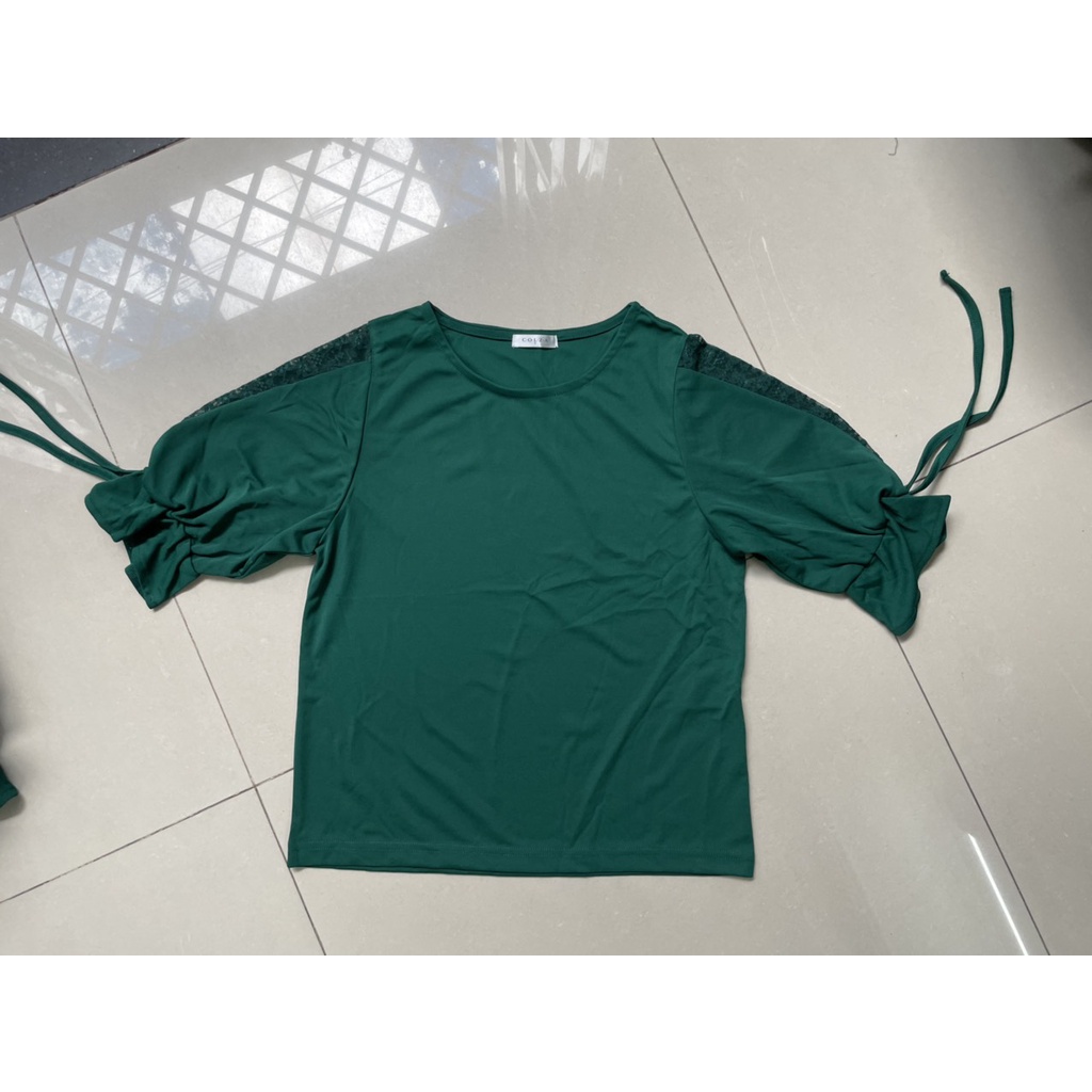 Áo thun tay lỡ xuất Nhật C0lza tay phối ren rút- Hàng vnxk dư xịn
