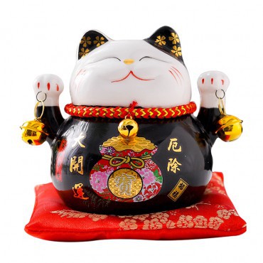 Mèo thần tài may mắn 14cm /10cm Tài lộc như ý, mèo chiêu tài gốm sứ có khe tiết kiệm | BigBuy360 - bigbuy360.vn
