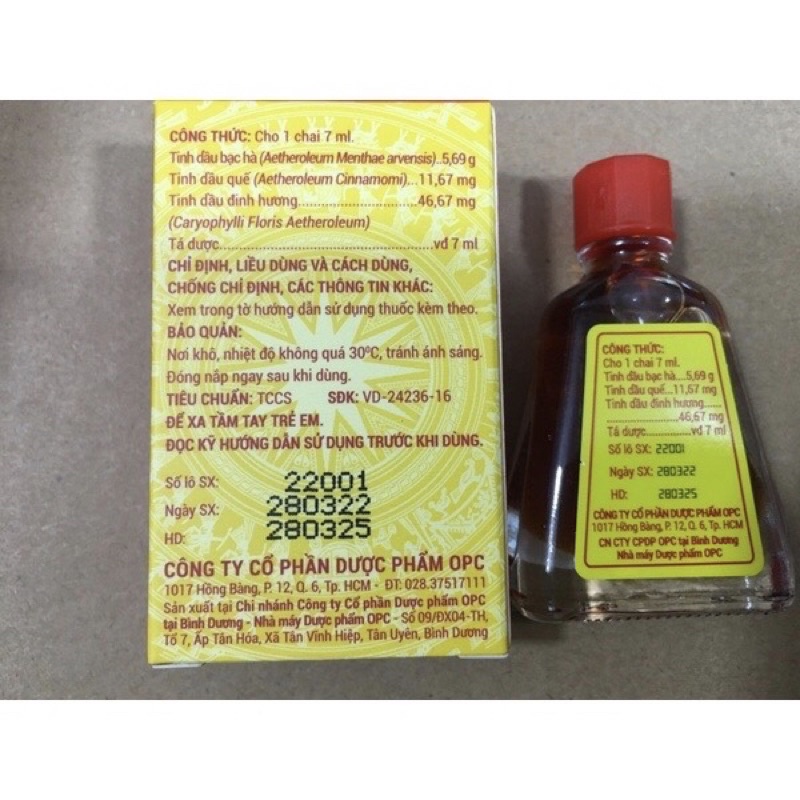 Dầu dân tộc opc (dầu gió dân tộc opc) 3ml, 7ml