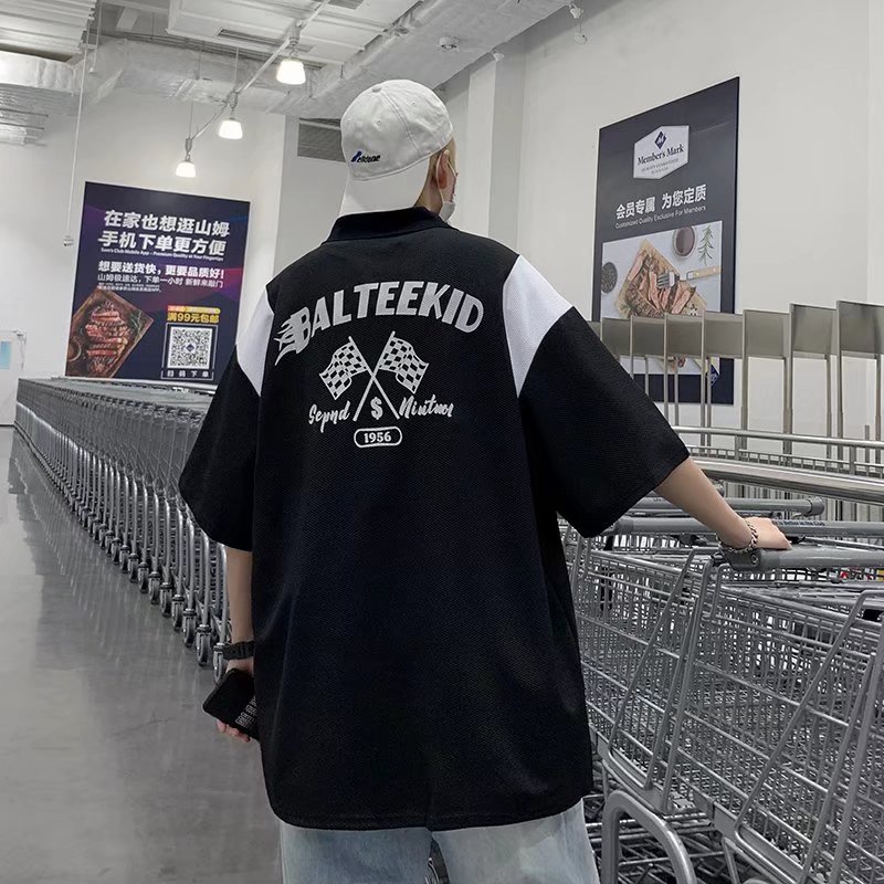 Áo Thun POLO Tay Ngắn Dáng Rộng Phong Cách Hip Hop Âu Mỹ Thời Trang Cho Nam Và Nữ