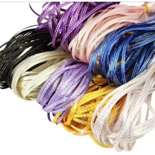 Ruy băng satin lụa 3mm viền kim tuyến vàng 2 biên