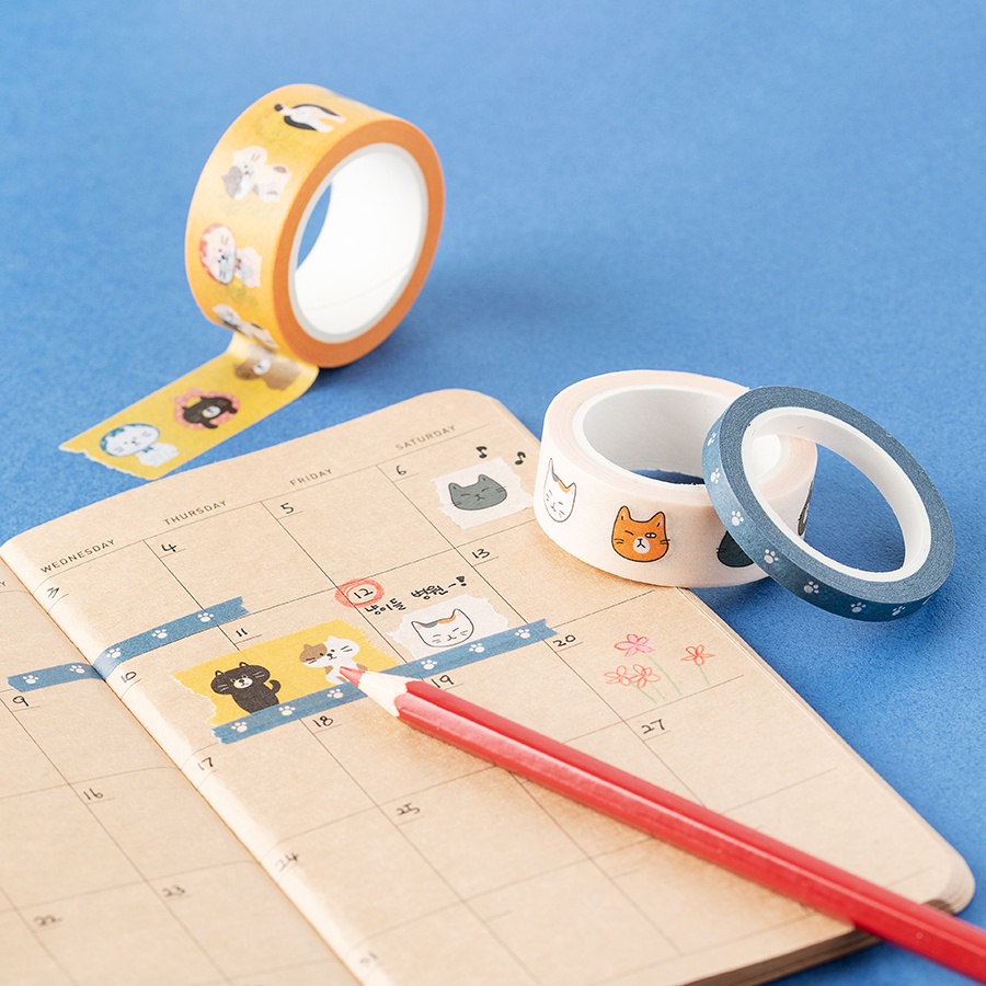 Set Băng Dán Giấy Trang Trí ARTBOX Hàn Quốc 3 Kiểu Họa Tiết Hình Mèo