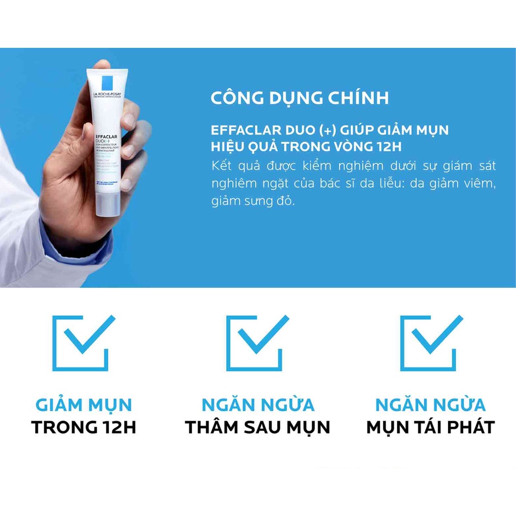 [CHÍNH HÃNG CÓ TEM] La Roche Posay Effaclar Duo+ 40mL - Kem Dưỡng Giúp Giảm Mụn, Ngăn Ngừa Vết Thâm.