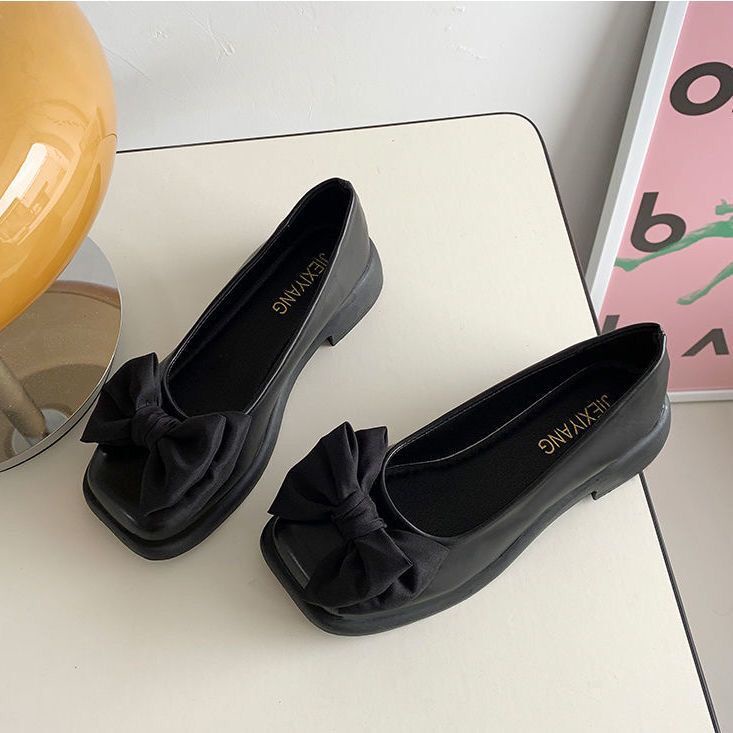 Giày Lười Đế Bằng Mũi Vuông Thiết Kế Đáng Yêu Cho Nữ