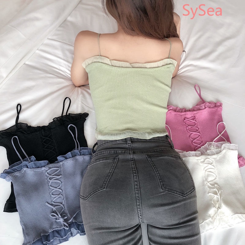 [ Mã 66CBSALE giảm 30K đơn 200K] Áo Crop Top Dệt Kim Phong Cách Retro Quyến Rũ Cho Nữ