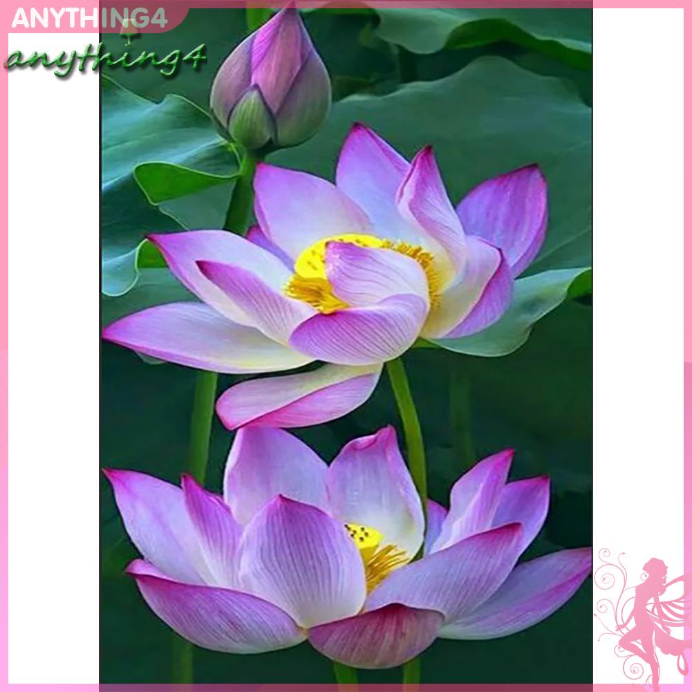 Bộ Tranh Đính Đá Tự Làm Hình Phong Cảnh Hoa Sen