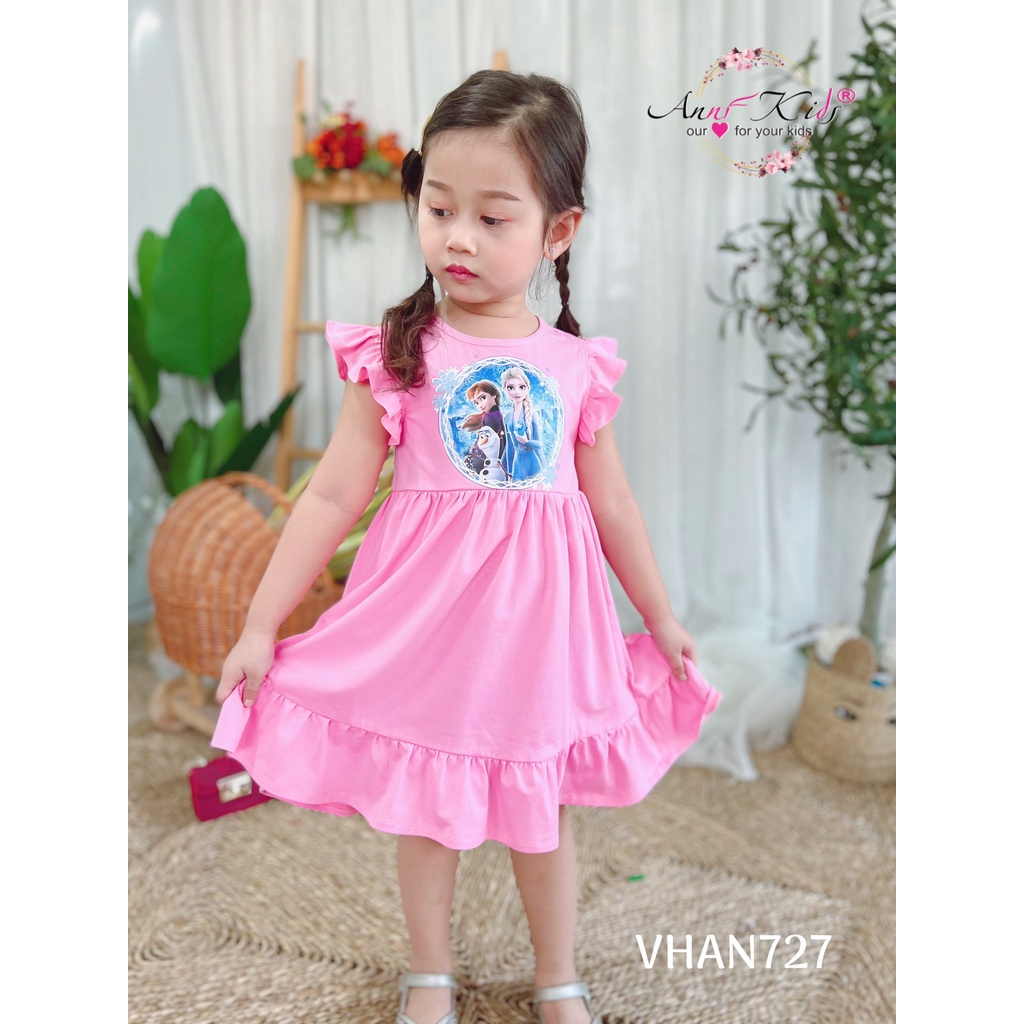 ĐẦM THUN ĐUÔI CÁ ELSA HỒNG CHO BÉ GÁI
