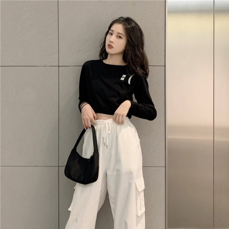 Korean luminous long sleeve T-shirt short casual T-shirt long sleeve top