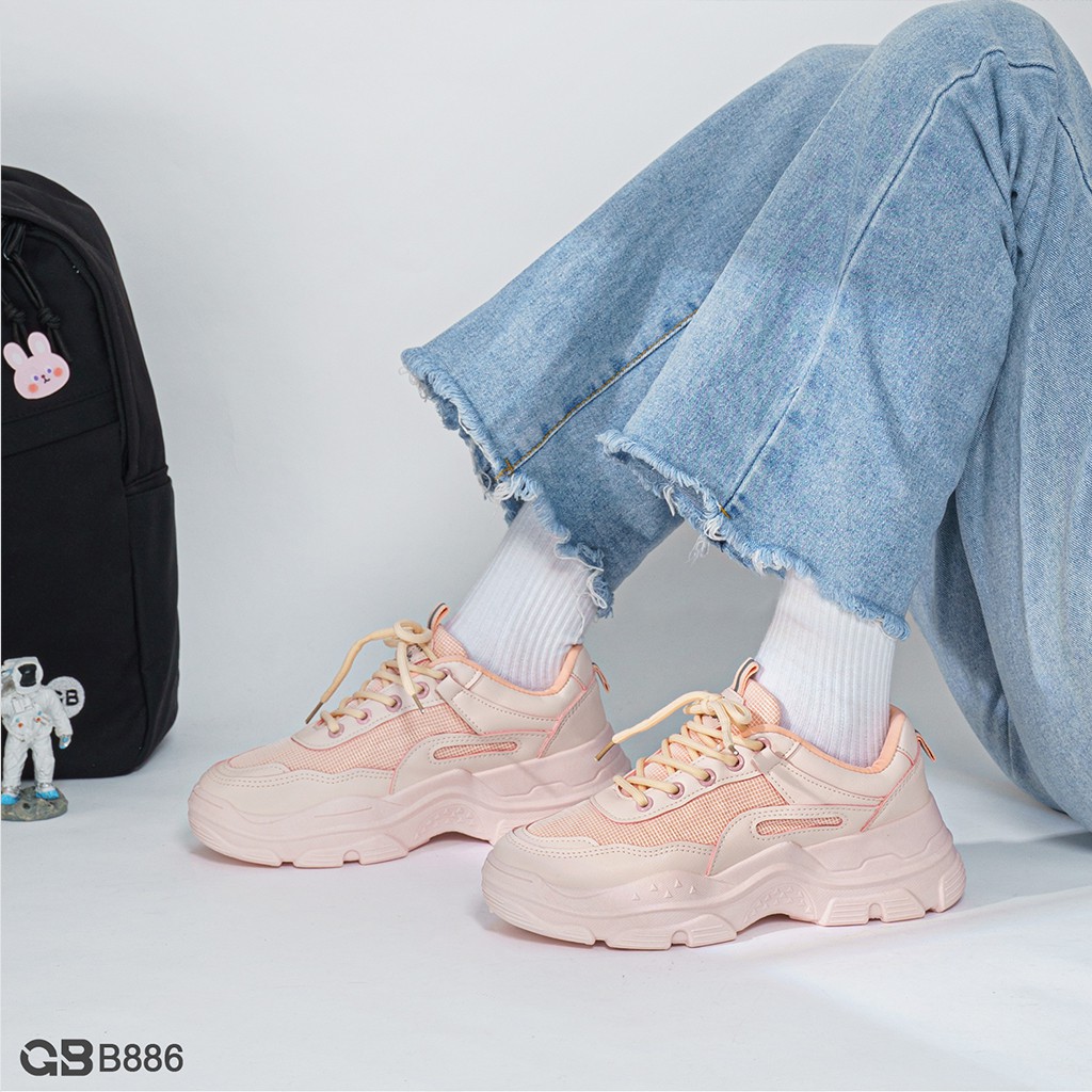 [Mã FAGREEN245 giảm 10% tối đa 30k đơn từ 99k] Giày Thể Thao Nữ giayBOM Đế Cao 3 cm Da Phối Vải B886 | BigBuy360 - bigbuy360.vn