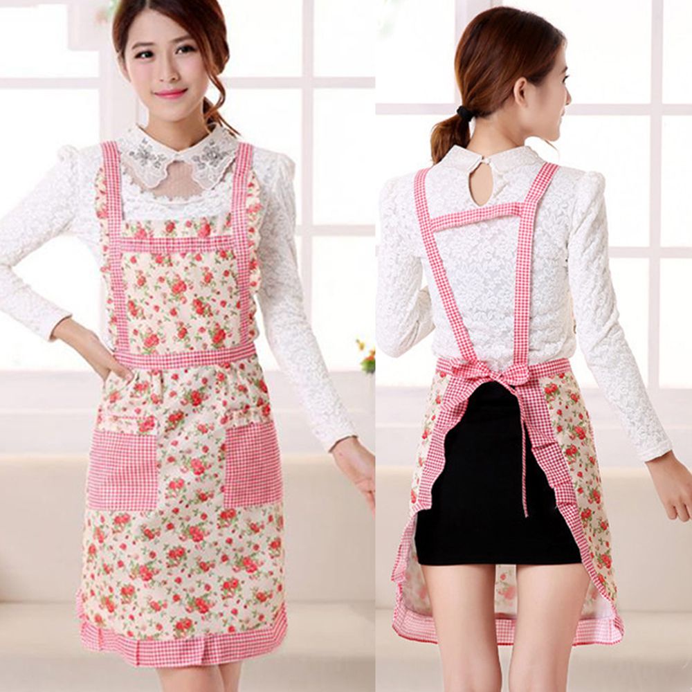 Tạp Dề Hai Lớp Dày Dặn Chống Thấm Nước Và Dầu In Họa Tiết Caro Có Túi Cho Nữ