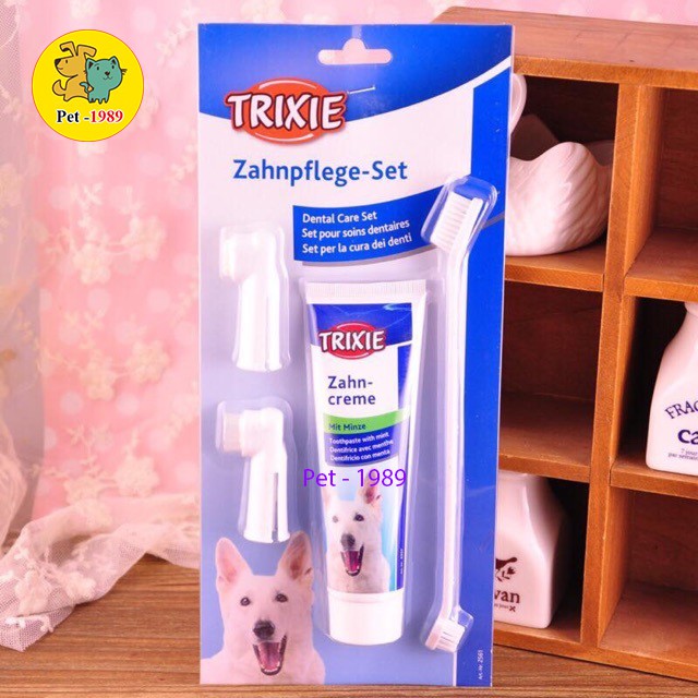 sản phẩm bàn chải + kem đánh răng TRIXIE dành riêng cho Chó Pet - 1989
