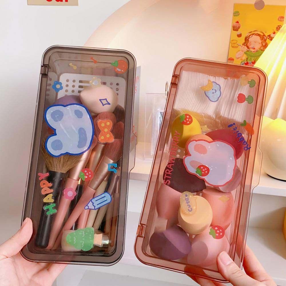 Hộp Đựng Mỹ Phẩm Hình Chữ Nhật Bằng Nhựa Sức Chứa Lớn Chống Bụi Có Nắp Đậy