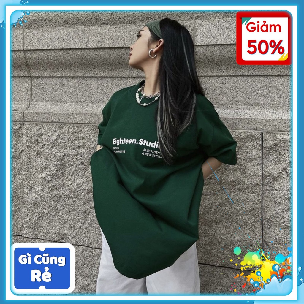 Áo phông nam nữ form rộng EIGHTEEN suneoshopm, áo thun unisex tay lỡ oversize xinh xắn