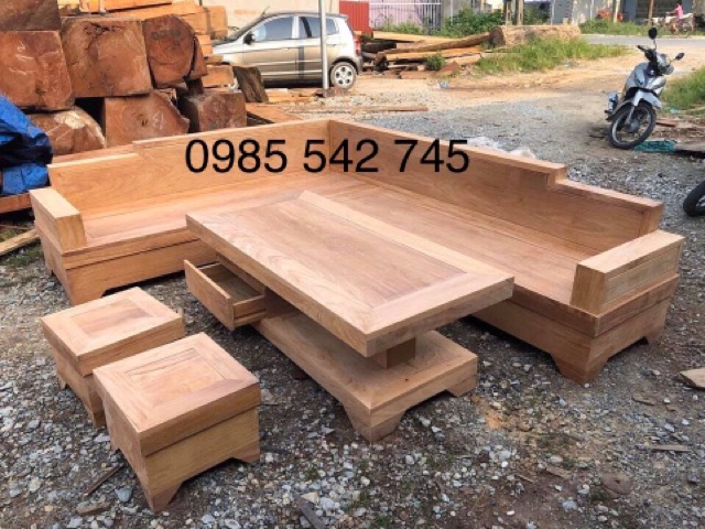 Bàn ghế sopha gỗ gõ đỏ kê góc