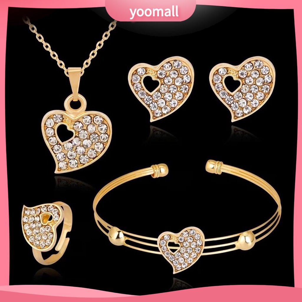 Set Vòng cổ + đôi khuyên tai đính đá thời trang cho nữ