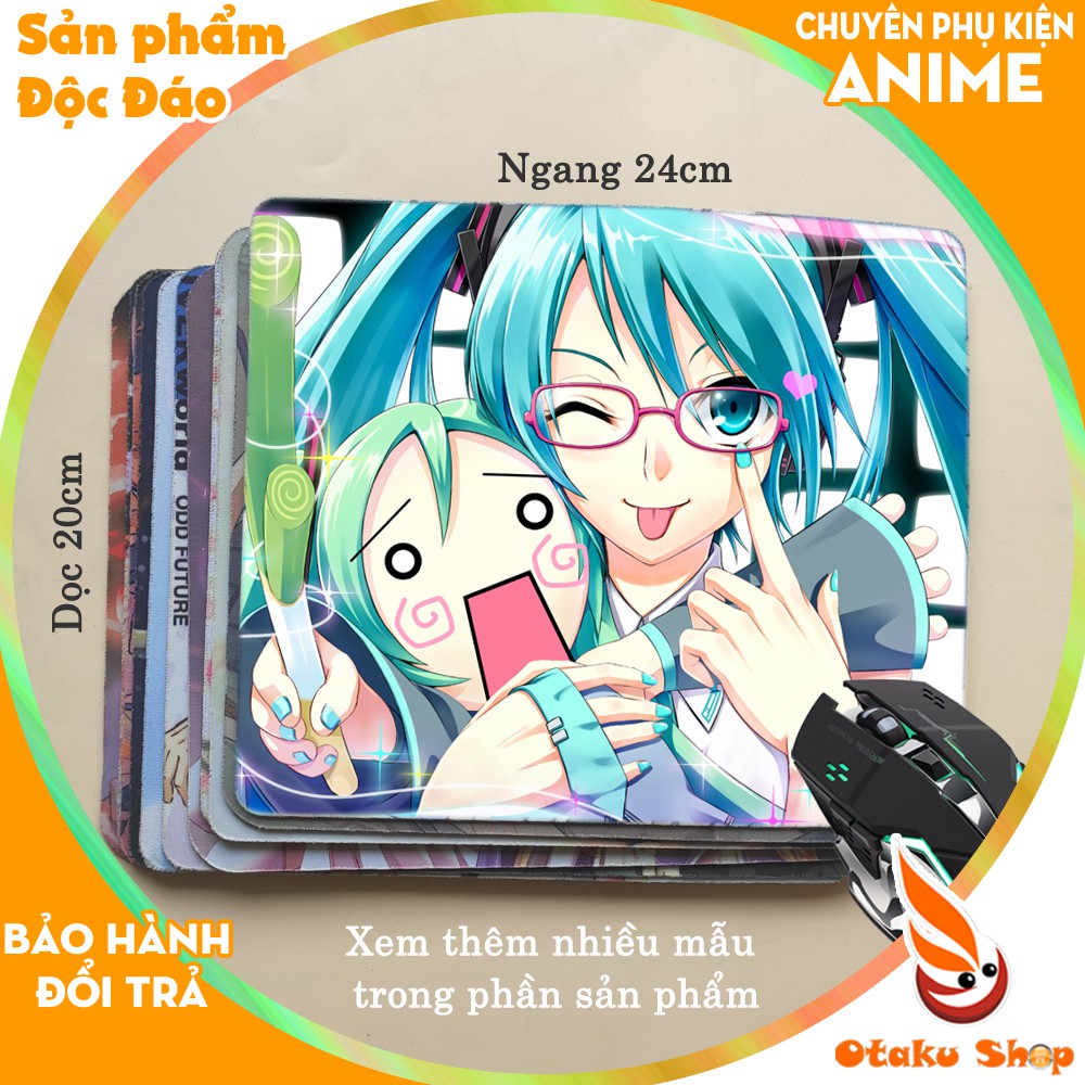 &lt;18 mẫu&gt; Lót chuột máy tính Anime Vocaloid, Hatsune Miku cỡ bàn di chuột lớn 20x24cm chất liệu mouse pad cao su