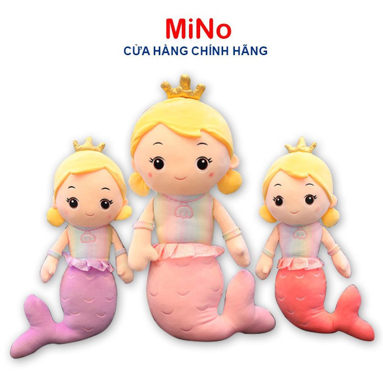 Gấu Bông Nàng Tiên Cá 80cm Dễ Thương Cho Bé, Nhồi Bông Cao Cấp Mềm Mịn MINO