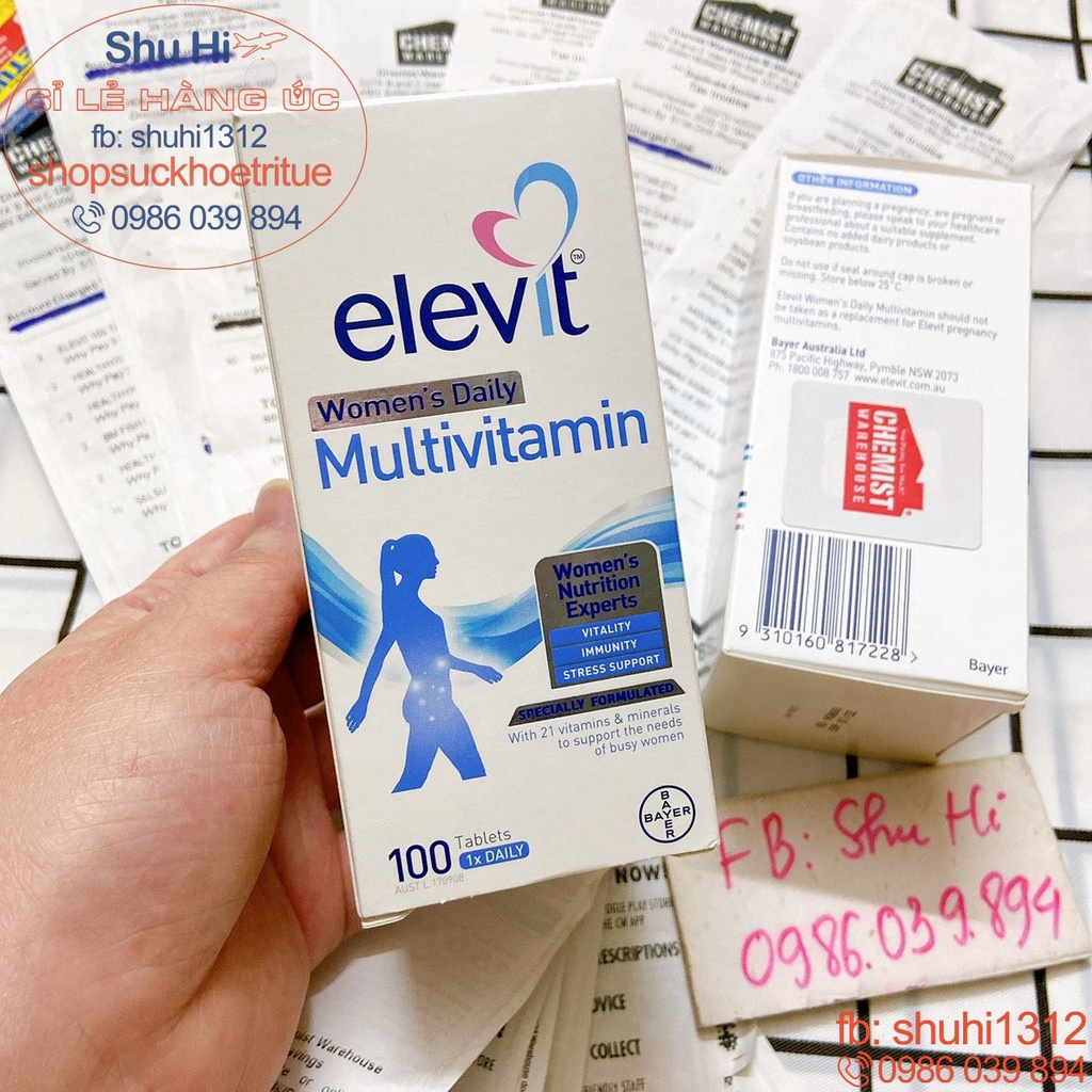 Elevit women’s daily multivitamin 100v Úc - vitamin Elevit tổng hợp hàng ngày cho phụ nữ