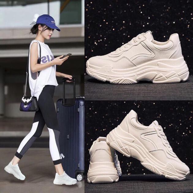 Giày Thể Thao Sneaker Nữ Trắng Đế Độn 5cm Cá Tính