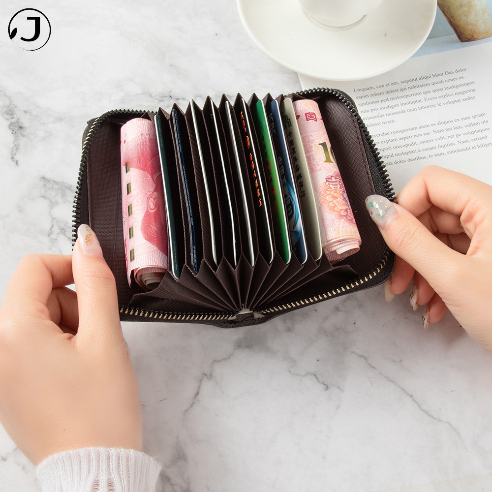 KAITIFEI Ví da mini đựng thẻ cầm tay nhiều ngăn sành điệu cho nữ
