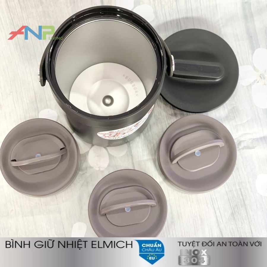 Hộp Đựng Cơm Giữ Nhiệt 3 Ngăn Inox 304 nóng 12h lạnh 24h ELMICH EL-3129 1500ml