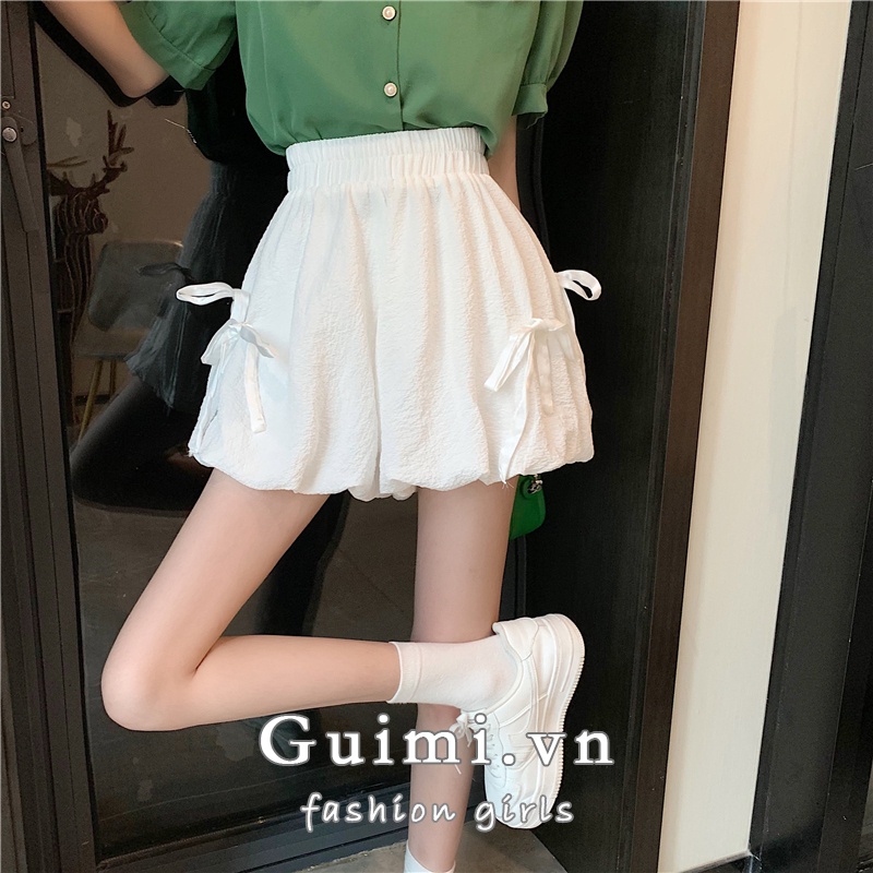 Quần Short Ống Rộng Lưng Cao Thắt Nơ Eo Thời Trang Mùa Hè Hàng Mới Cho Nữ