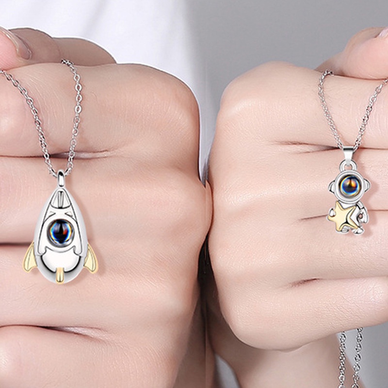 Bộ 1/ 2 Vòng cổ RINHOO FRIENDSHIP mặt đá chiếu i love you 100 ngôn ngữ độc đáo cho cặp đôi