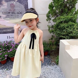 Váy bé gái, váy yếm đũi nơ đen cho bé 8-20kg