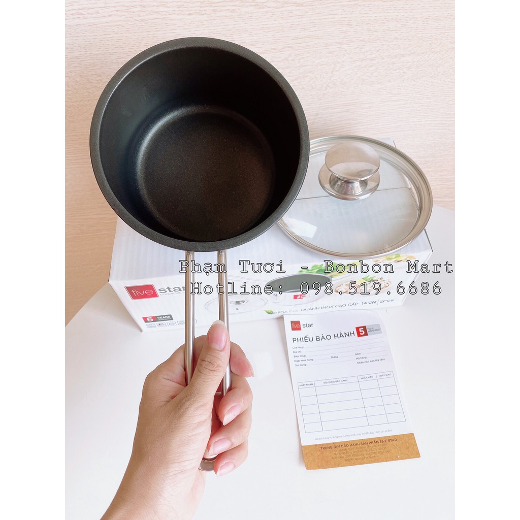 Nồi inox chống dính nấu cháo, bột 12cm five star phân phối chính hãng Bonbon Mart