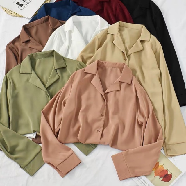 Áo Sơmi Nữ Dài Tay Cổ Vest Dáng Basic Nhiều Màu Áo Sơmi Nữ Công Sở Thanh Lịch 2022