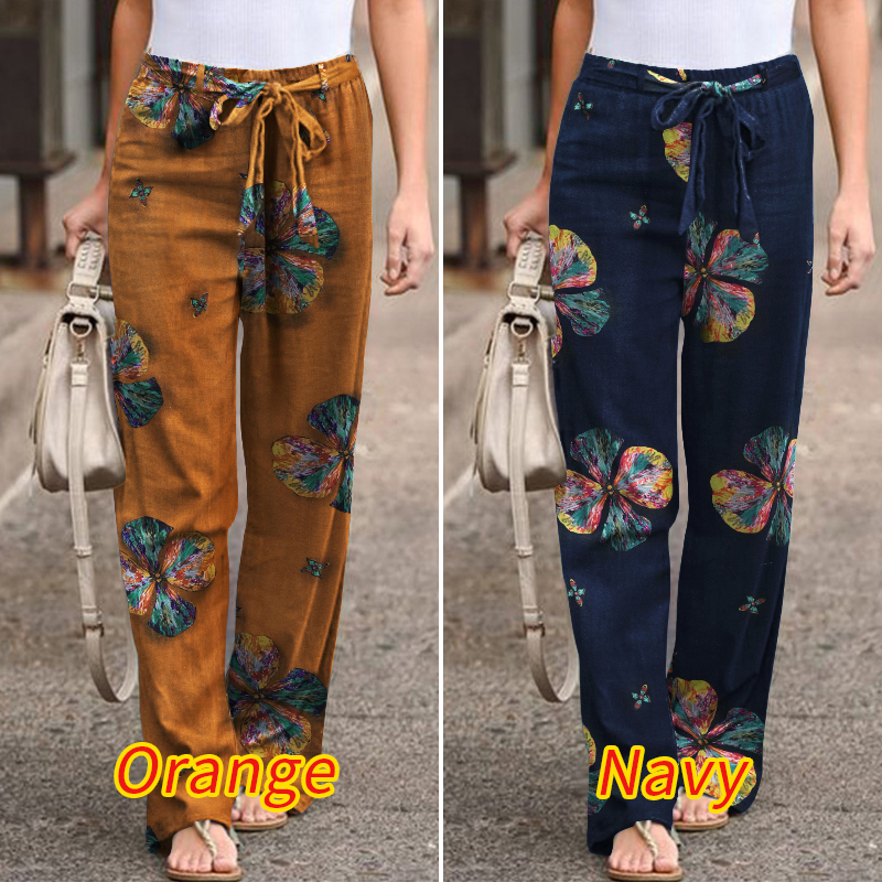 Quần Dài ZANZEA Ống Rộng Họa Tiết Vintage Cho Nữ