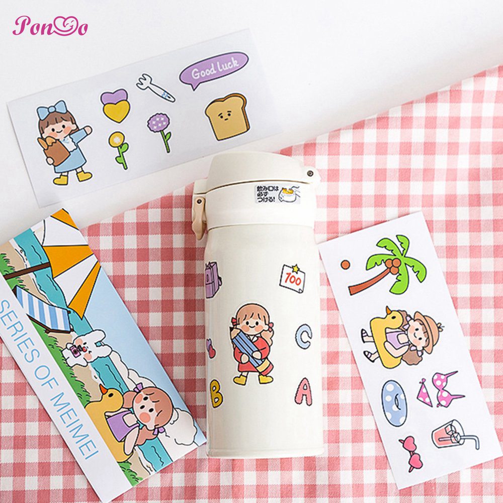 Set 4 Miếng Dán Trang Trí Bình Sữa Họa Tiết Hoạt Hình Đáng Yêu