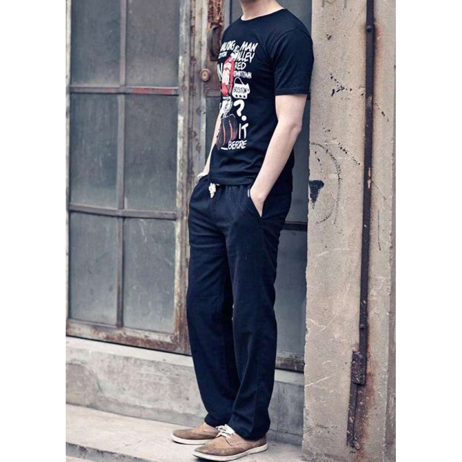 Quần Đũi Dài Nam Nữ Ống Ôm Nhẹ Cạp Dây Rút Có Khuy Cài Khóa Kéo Chất Đũi Mát Chất Đũi