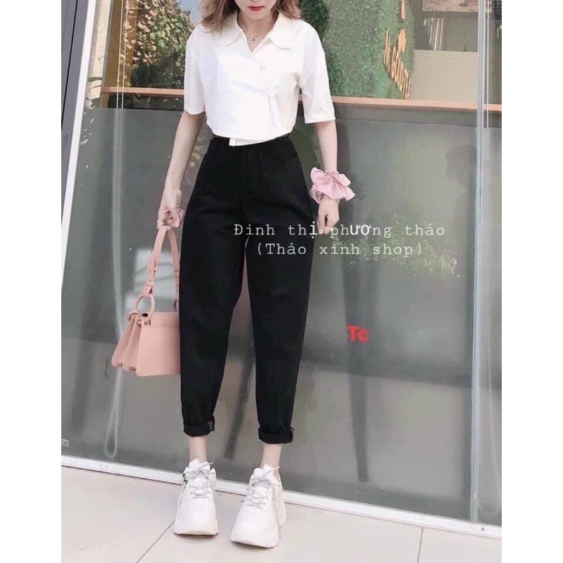 Quần baggy trơn đen