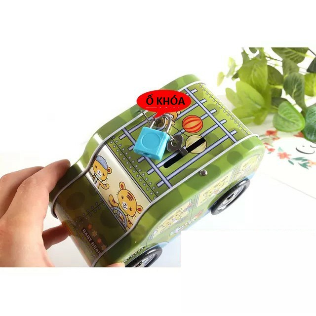 Đồ Chơi Ô Tô Két Sắt Đựng Tiền Tiết Kiệm Hình Ô Tô - Tặng Ổ Khóa Mini