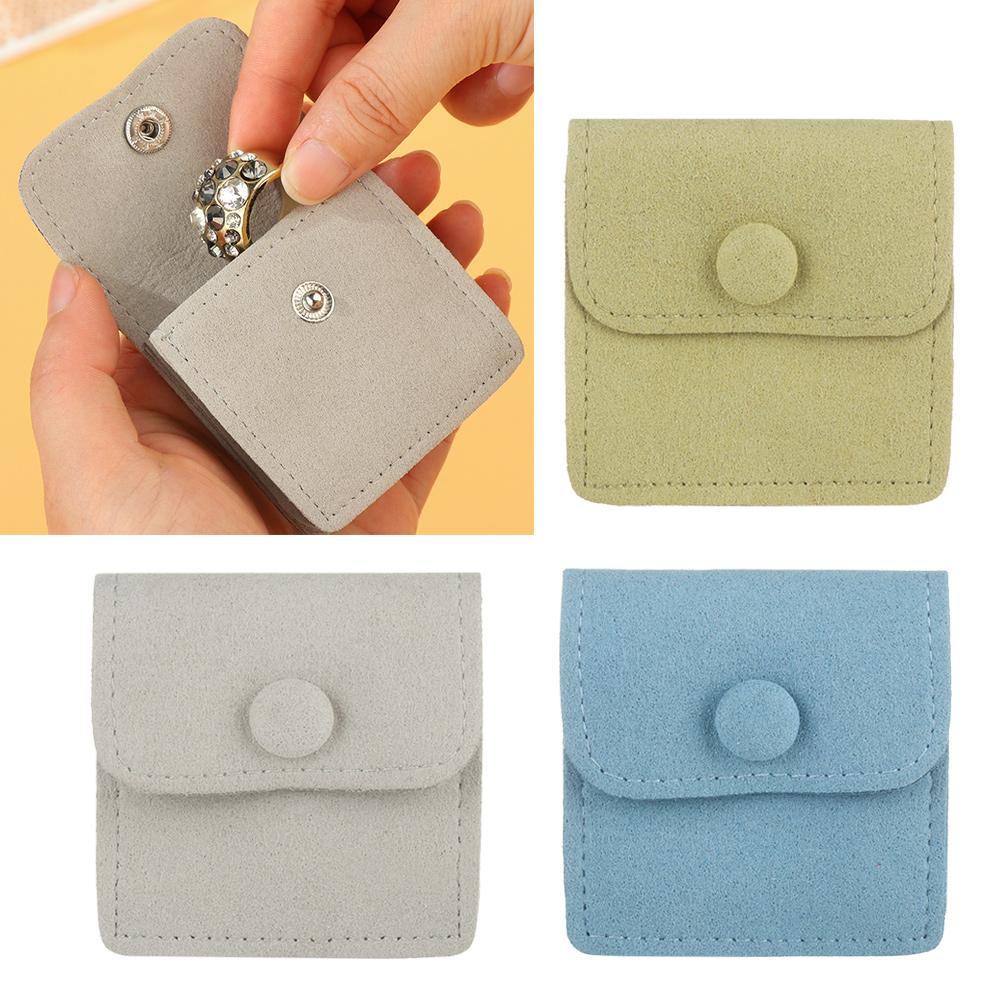 PATH Túi Đựng Trang Sức Vải Nhung Dày Dặn Phối Nút Cài Xinh Xắn