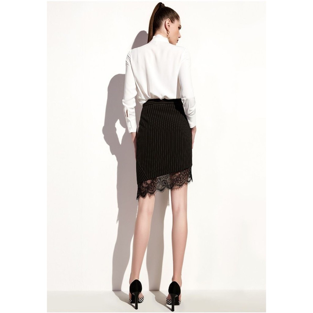 Chân váy nữ kẻ body phối ren hai lớp BY AUGUST DESIGN | BigBuy360 - bigbuy360.vn