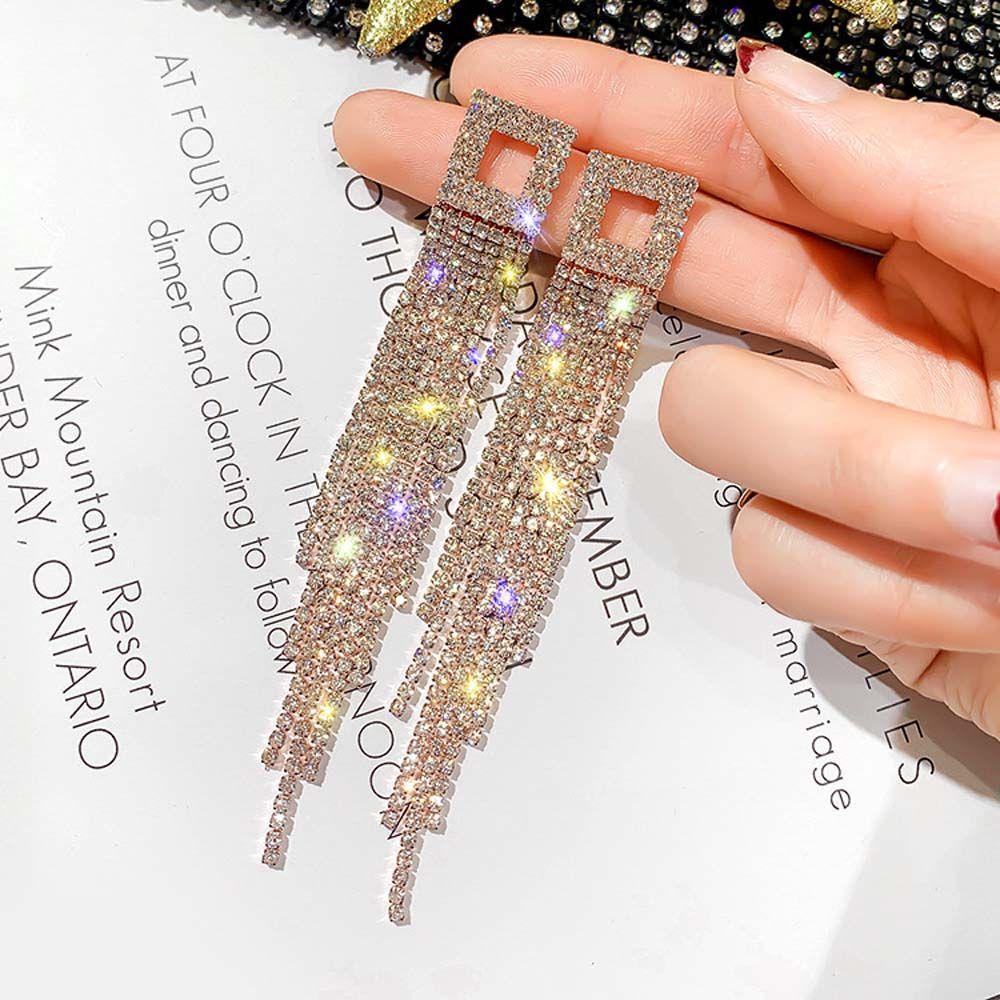 Đôi Bông Tai Sợi Dài Thời Trang Sành Điệu Cho Nữ|Vuông|Bông Tai Lủng Lẳng