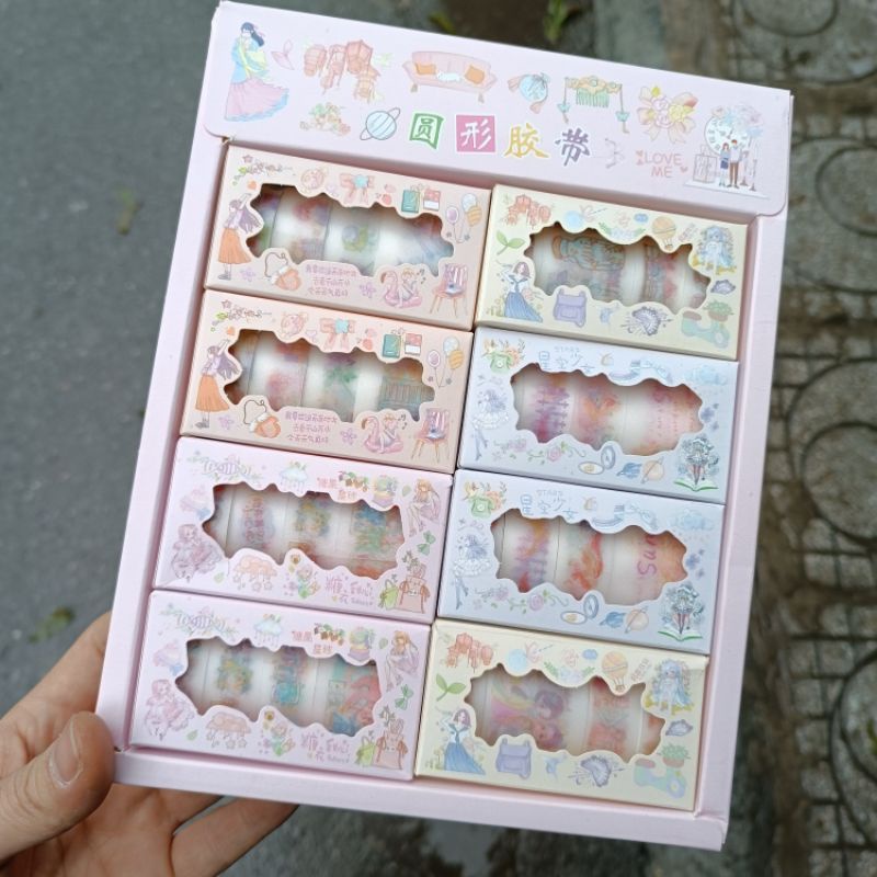 Set 8 hộp băng dán washi tape