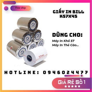 Giấy in nhiệt k57-giấy in bill khổ k57 đường kính 45-10 cuộn