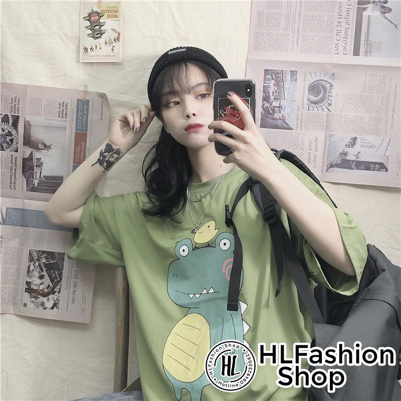 Áo phông nữ nam Unisex form rộng khủng long bụng bự, áo thun tay lỡ HLFashion | BigBuy360 - bigbuy360.vn