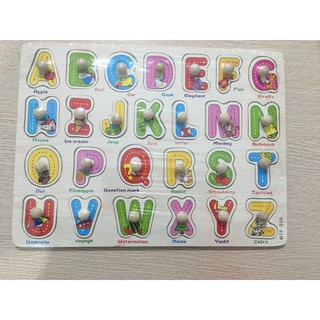 Bảng Gỗ Ghép Tư Duy Có Núm (Hình Chữ Cái)