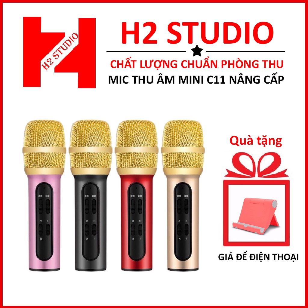 Bộ Micro C11 nâng cấp Live Stream, Hát Karaoke Chuyên Nghiệp Mới, Đầy Đủ Phụ Kiện Tai Nghe, Cáp Sạc, Dây Live