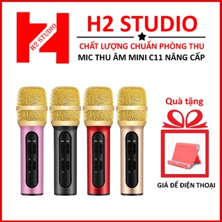 Mic C11 nâng cấp chế thêm dây livestream 2 dây chia tai nghe, tặng thêm 2 tai nghe để hát song ca- bảo hành 6 tháng
