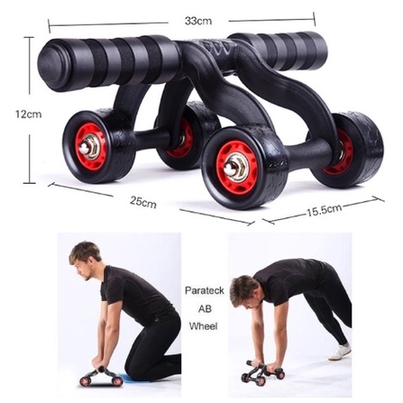 Con lăn tập bụng gym 4 bánh tập cơ bụng giúp giảm mỡ bụng - Tặng kèm thảm kê đầu gối